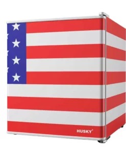 Husky 1.5 Cu. ft. 40-Can American Flag Freestanding Countertop Mini Fridge with Reversible Door without Freezer (USA Flag)