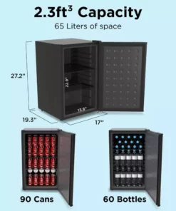Husky 2.4 Cu. ft. 60-Can Freestanding Beverage Cooler Countertop Mini Fridge with Glass Door without Freezer (Black) -Deals Hand Tools Zone Store black husky beverage wine combos osfg017 bl 4f 1000