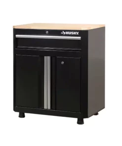 Husky Ready-to-Assemble 24-Gauge Steel 1-Drawer 2-Door Garage Base Cabinet in Black (28 in. W x 33 in. H x 18 in. D