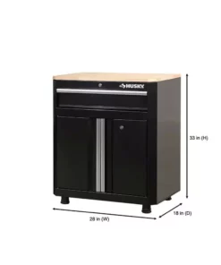 Husky Ready-to-Assemble 24-Gauge Steel 1-Drawer 2-Door Garage Base Cabinet in Black (28 in. W x 33 in. H x 18 in. D -Deals Hand Tools Zone Store black husky free standing cabinets g2801b us 76 1000