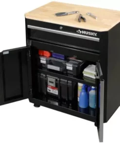 Husky Ready-to-Assemble 24-Gauge Steel 1-Drawer 2-Door Garage Base Cabinet in Black (28 in. W x 33 in. H x 18 in. D -Deals Hand Tools Zone Store black husky free standing cabinets g2801b us 77 1000