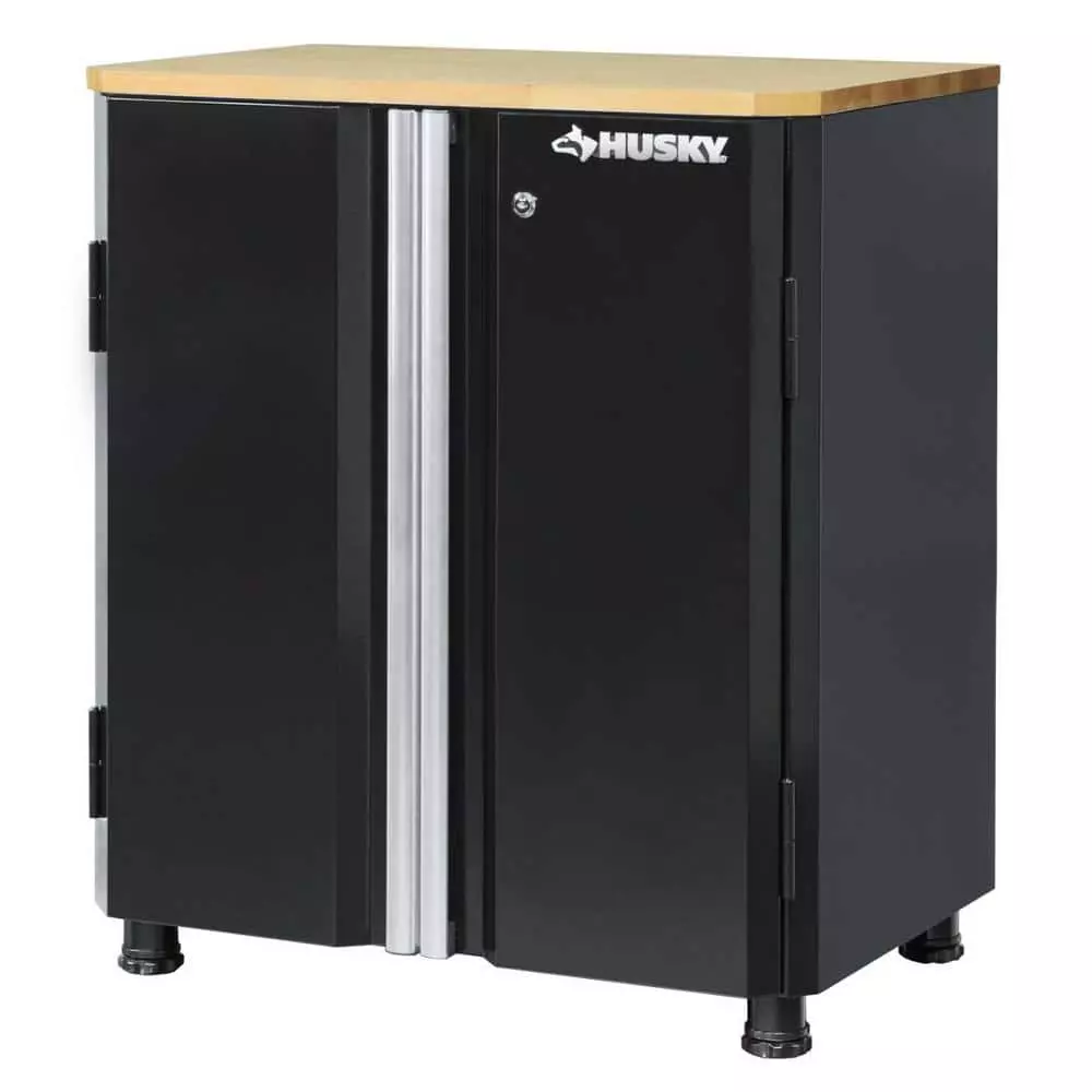 Husky Ready-to-Assemble 24-Gauge Steel 2-Door Garage Base Cabinet in Black (28 in. W x 32 in. H x 18 in. D) 3 Husky Ready-to-Assemble 24-Gauge Steel 2-Door Garage Base Cabinet in Black (28 in. W x 32 in. H x 18 in. D)
