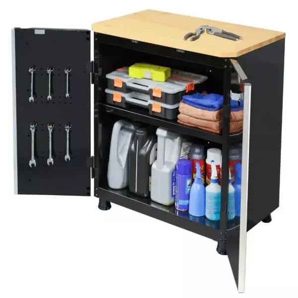 Husky Ready-to-Assemble 24-Gauge Steel 2-Door Garage Base Cabinet in Black (28 in. W x 32 in. H x 18 in. D) 4 Husky Ready-to-Assemble 24-Gauge Steel 2-Door Garage Base Cabinet in Black (28 in. W x 32 in. H x 18 in. D) - Image 2