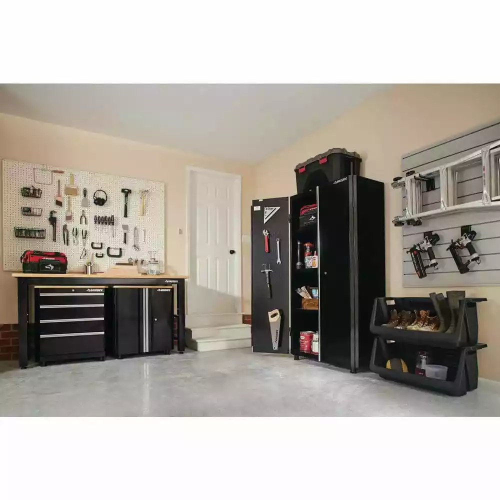Husky Ready-to-Assemble 24-Gauge Steel 2-Door Garage Base Cabinet in Black (28 in. W x 32 in. H x 18 in. D) 13 Husky Ready-to-Assemble 24-Gauge Steel 2-Door Garage Base Cabinet in Black (28 in. W x 32 in. H x 18 in. D) - Image 11