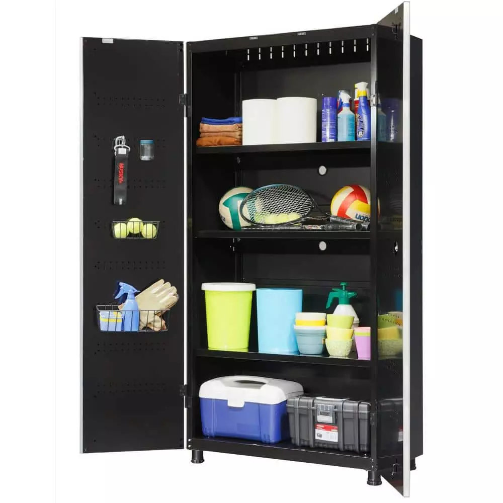 Husky Ready-to-Assemble 24-Gauge Steel Freestanding Garage Cabinet in Black (48 in. W x 72 in. H x 18 in. D) 4 Husky Ready-to-Assemble 24-Gauge Steel Freestanding Garage Cabinet in Black (48 in. W x 72 in. H x 18 in. D) - Image 2