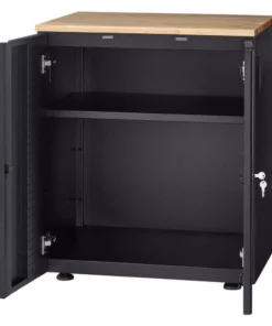 Husky Heavy Duty Welded 20-Gauge Steel 2-Door Garage Base Cabinet in Black (28 in. W x 32 in. H x 21.5 in. D) -Deals Hand Tools Zone Store black husky free standing cabinets htc1000001 1d 1000