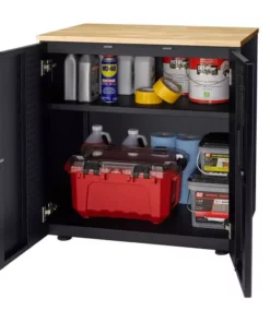 Husky Extra Wide Heavy Duty Welded 20-Gauge Steel 2-Door Garage Base Cabinet in Black (32 in. W x 33 in. H x 21.5 in. D) -Deals Hand Tools Zone Store black husky free standing cabinets htc1000001 ex 77 1000