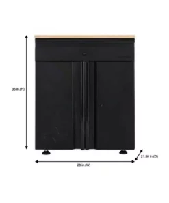 Husky Heavy Duty Welded 20-Gauge Steel 1-Drawer 2-Door Garage Base Cabinet in Black (28 in. W x 32 in. H x 21.5 in. D) -Deals Hand Tools Zone Store black husky free standing cabinets htc1000009 1d 1000