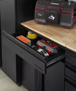 Husky Heavy Duty Welded 20-Gauge Steel 1-Drawer 2-Door Garage Base Cabinet in Black (28 in. W x 32 in. H x 21.5 in. D) -Deals Hand Tools Zone Store black husky free standing cabinets htc1000009 a0 1000