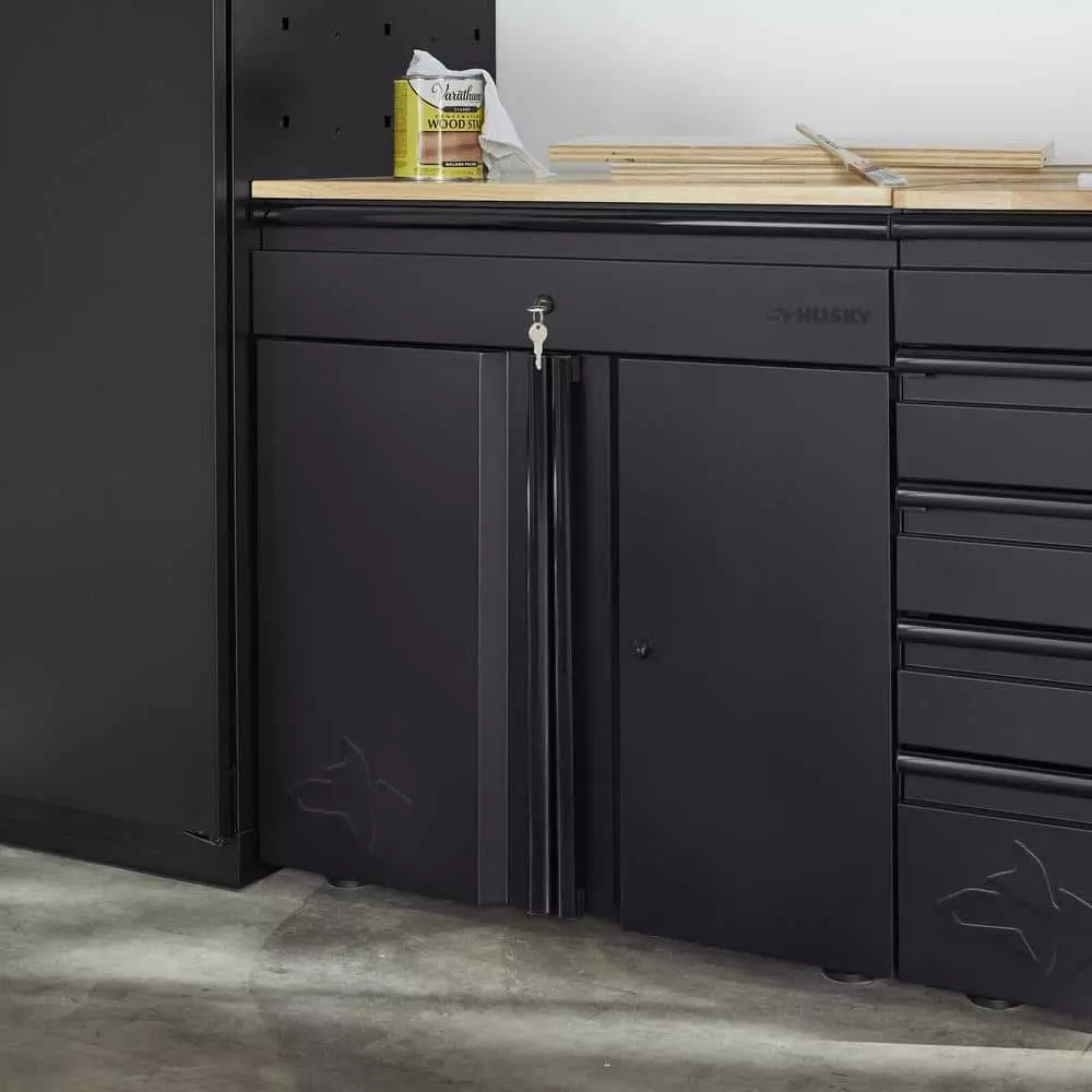Husky Extra Wide Heavy Duty Welded 20-Gauge Steel 1-Drawer 2-Door Garage Cabinet in Black (32 in. W x 33 in. H x 21.5 in. D) 13 Husky Extra Wide Heavy Duty Welded 20-Gauge Steel 1-Drawer 2-Door Garage Cabinet in Black (32 in. W x 33 in. H x 21.5 in. D) - Image 11