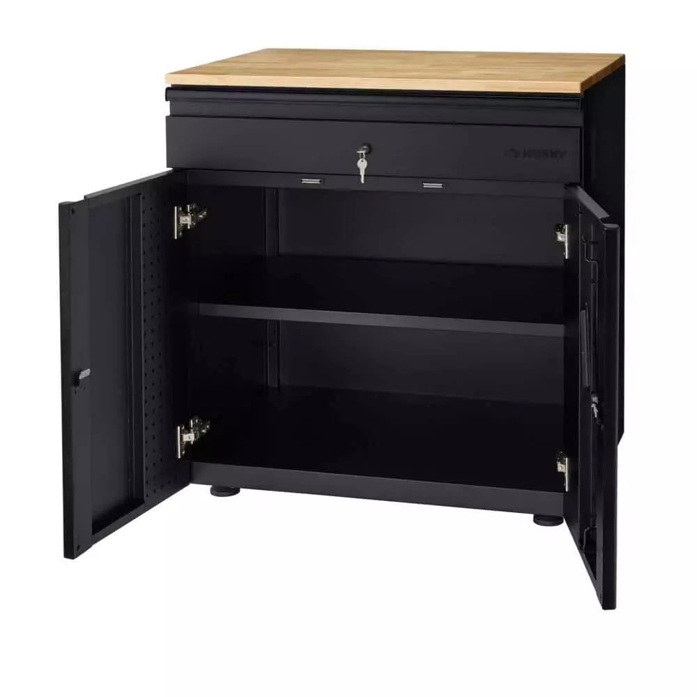 Husky Extra Wide Heavy Duty Welded 20-Gauge Steel 1-Drawer 2-Door Garage Cabinet in Black (32 in. W x 33 in. H x 21.5 in. D) 8 Husky Extra Wide Heavy Duty Welded 20-Gauge Steel 1-Drawer 2-Door Garage Cabinet in Black (32 in. W x 33 in. H x 21.5 in. D) - Image 6