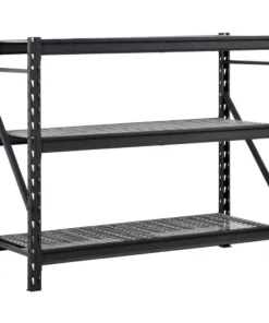 Husky 3-Tier Heavy Duty Industrial Welded Steel Garage Storage Shelving Unit in Black (65 in. W x 54 in. H x 24 in. D) -Deals Hand Tools Zone Store black husky freestanding shelving units hbr652454w3 40 1000