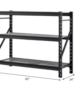 Husky 3-Tier Heavy Duty Industrial Welded Steel Garage Storage Shelving Unit in Black (65 in. W x 54 in. H x 24 in. D) -Deals Hand Tools Zone Store black husky freestanding shelving units hbr652454w3 a0 1000