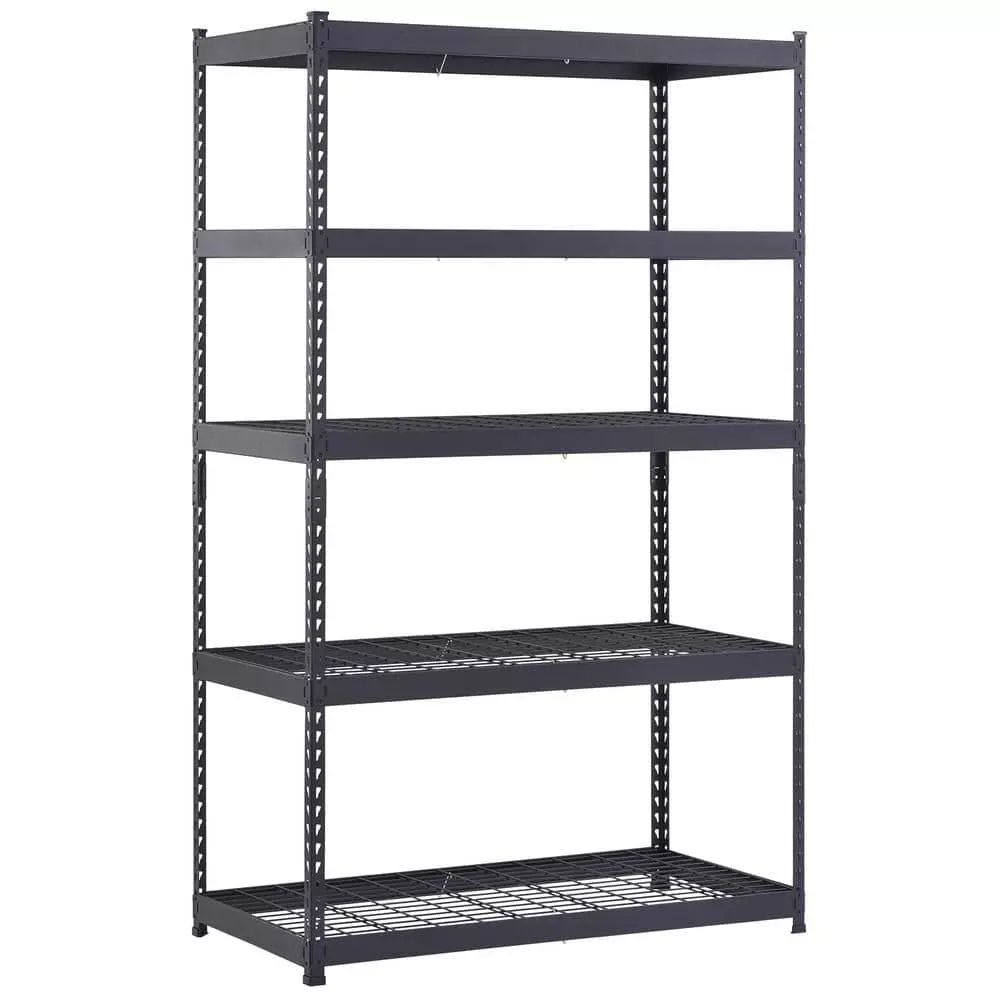 Husky 5-Tier Heavy Duty Boltless Steel Garage Storage Shelving Unit in Black (48 in. W x 78 in. H x 24 in. D) 5 Husky 5-Tier Heavy Duty Boltless Steel Garage Storage Shelving Unit in Black (48 in. W x 78 in. H x 24 in. D) - Image 3