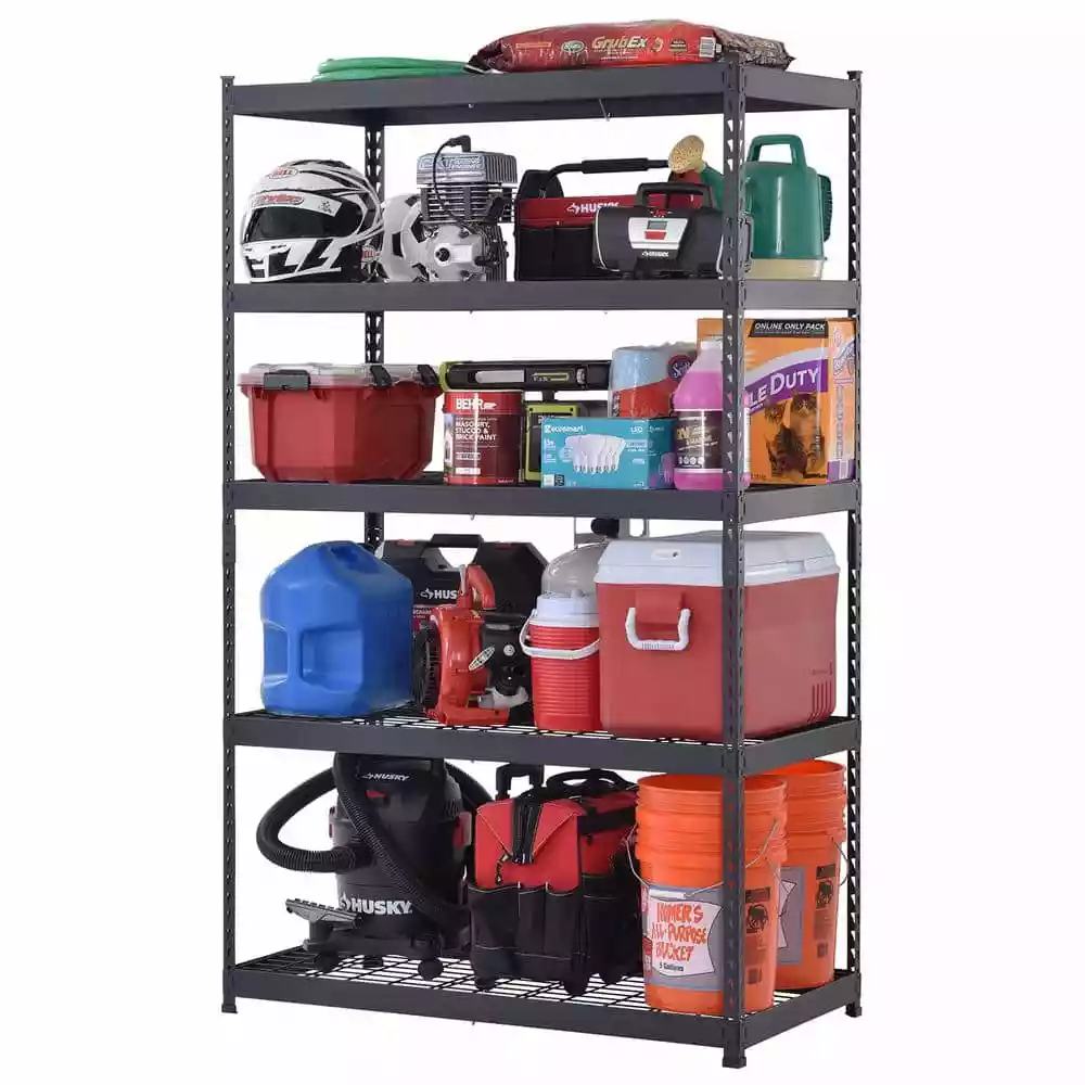 Husky 5-Tier Heavy Duty Boltless Steel Garage Storage Shelving Unit in Black (48 in. W x 78 in. H x 24 in. D) 3 Husky 5-Tier Heavy Duty Boltless Steel Garage Storage Shelving Unit in Black (48 in. W x 78 in. H x 24 in. D)
