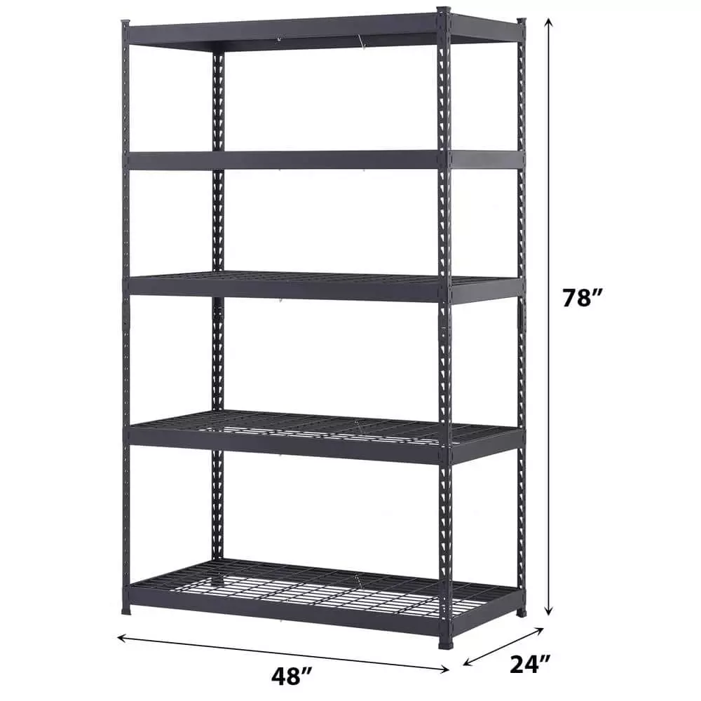 Husky 5-Tier Heavy Duty Boltless Steel Garage Storage Shelving Unit in Black (48 in. W x 78 in. H x 24 in. D) 10 Husky 5-Tier Heavy Duty Boltless Steel Garage Storage Shelving Unit in Black (48 in. W x 78 in. H x 24 in. D) - Image 8