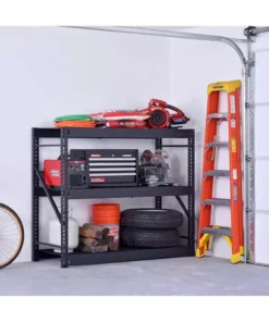 Husky 3-Tier Industrial Duty Steel Freestanding Garage Storage Shelving Unit in Black (65 in. W x 54 in. H x 24 in. D) -Deals Hand Tools Zone Store black husky freestanding shelving units n2w652454w3b e1 1000