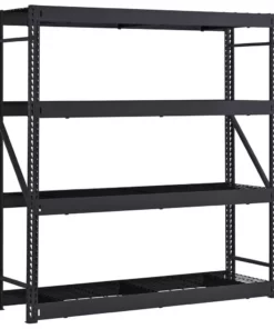 Husky 4-Tier Industrial Duty Steel Freestanding Garage Storage Shelving Unit in Black (77 in. W x 78 in. H x 24 in. D) -Deals Hand Tools Zone Store black husky freestanding shelving units n2w772478w4b 40 1000