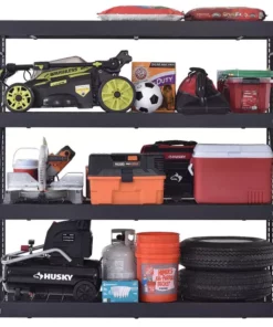 Husky 4-Tier Industrial Duty Steel Freestanding Garage Storage Shelving Unit in Black (77 in. W x 78 in. H x 24 in. D) -Deals Hand Tools Zone Store black husky freestanding shelving units n2w772478w4b a0 1000