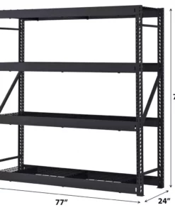 Husky 4-Tier Industrial Duty Steel Freestanding Garage Storage Shelving Unit in Black (77 in. W x 78 in. H x 24 in. D) -Deals Hand Tools Zone Store black husky freestanding shelving units n2w772478w4b c3 1000