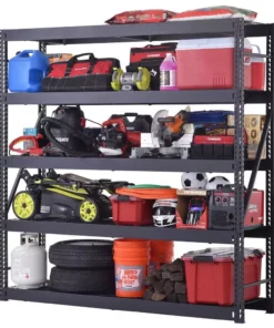 Husky 5-Tier Industrial Duty Steel Freestanding Garage Storage Shelving Unit in Black (90 in. W x 90 in. H x 24 in. D)