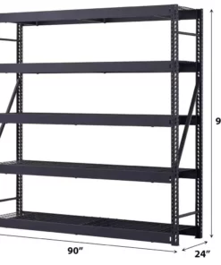 Husky 5-Tier Industrial Duty Steel Freestanding Garage Storage Shelving Unit in Black (90 in. W x 90 in. H x 24 in. D) -Deals Hand Tools Zone Store black husky freestanding shelving units n2w902490w5b c3 1000