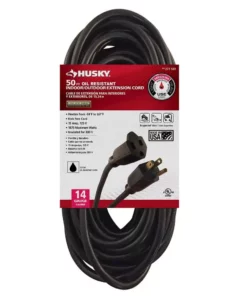 Husky 50 ft. 14/3 Oil Resistant Indoor/Outdoor Extension Cord, Black