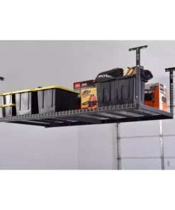 Husky Adjustable Height Overhead Ceiling Mount Garage Rack in Black (42 in. H x 96 in. W x 32 in. D)