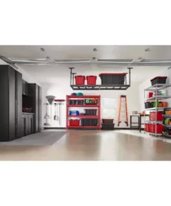 Husky Adjustable Height Overhead Ceiling Mount Garage Rack in Black (42 in. H x 96 in. W x 32 in. D) -Deals Hand Tools Zone Store black husky overhead garage storage acr3296b p 77 1000