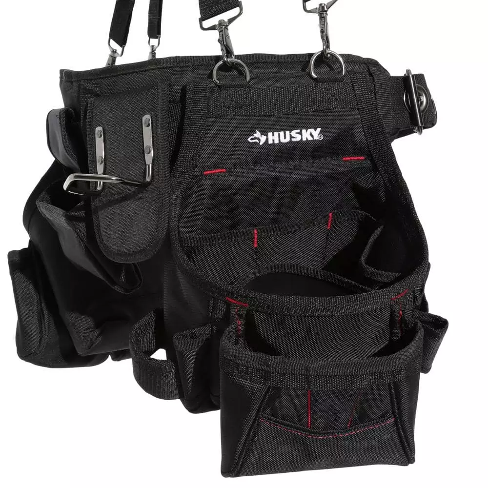 Husky 2-Bag 18 -Pocket Black Framer's Suspension Rig Work Tool Belt with Suspenders 13 Husky 2-Bag 18 -Pocket Black Framer's Suspension Rig Work Tool Belt with Suspenders - Image 11