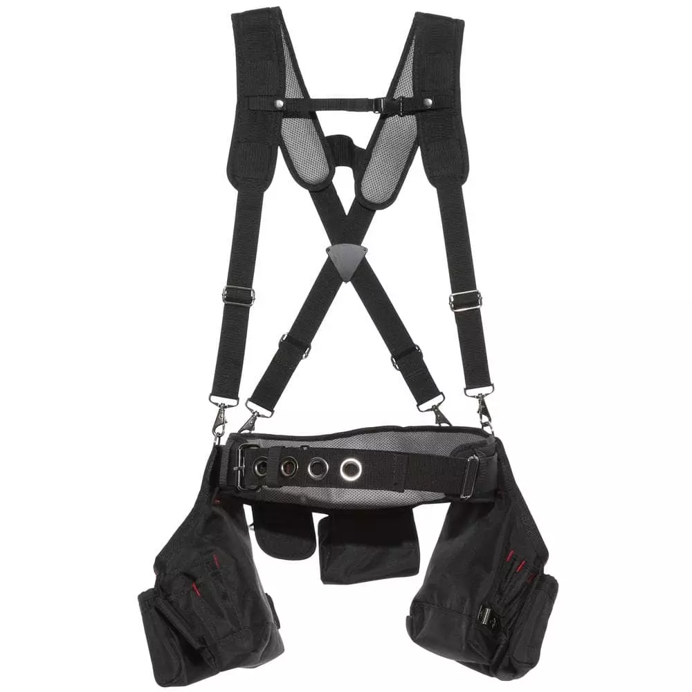 Husky 2-Bag 18 -Pocket Black Framer's Suspension Rig Work Tool Belt with Suspenders 4 Husky 2-Bag 18 -Pocket Black Framer's Suspension Rig Work Tool Belt with Suspenders - Image 2