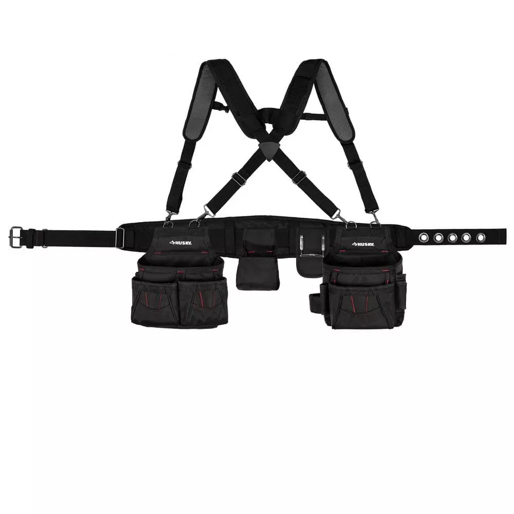 Husky 2-Bag 18 -Pocket Black Framer's Suspension Rig Work Tool Belt with Suspenders 12 Husky 2-Bag 18 -Pocket Black Framer's Suspension Rig Work Tool Belt with Suspenders - Image 10
