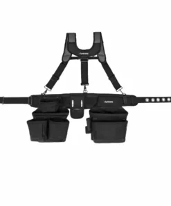 Husky 16-Pocket Black Carpenter's Tool Belt with Suspenders
