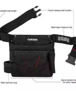 Husky 6-Pocket Black Tool Belt Pouch -Deals Hand Tools Zone Store black husky tool belts hd335088 th 40 1000