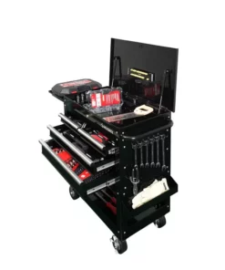 Husky 33 in 4-Drawer Mechanics Cart with Extended Side Table and Bottle Tray 29 Husky 33 in 4-Drawer Mechanics Cart with Extended Side Table and Bottle Tray -Deals Hand Tools Zone Store black husky tool carts xhouc3304b11 76 1000