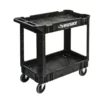 Husky 2-Tier Plastic 4-Wheeled Service Cart in Black with 500 lb. Capacity