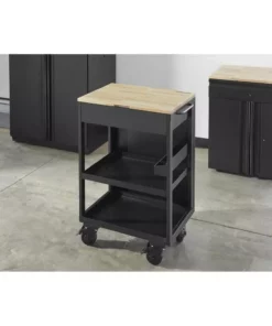 Husky Utility Cart with Wooden Top in Black (24.25 in. W x 37.5 in. H x 17.5 in. D) -Deals Hand Tools Zone Store black husky utility carts htc1000018 40 1000