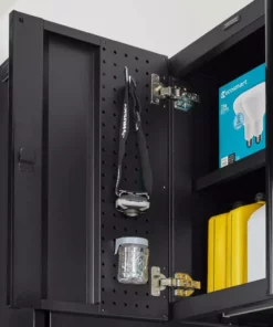 Husky Heavy Duty Welded 20-Gauge Steel Wall Mounted Garage Cabinet in Black (28 in. W x 22 in. H x 14 in. D) -Deals Hand Tools Zone Store black husky wall mounted cabinets htc1000010 77 1000