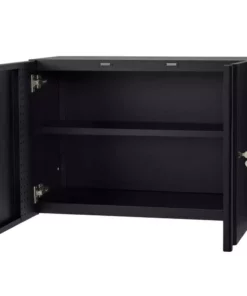 Husky Extra Wide Heavy Duty Welded 20-Gauge Steel Wall Mounted Garage Cabinet in Black (32 in. W x 22 in. H x 14 in. D) -Deals Hand Tools Zone Store black husky wall mounted cabinets htc1000010 ex 1d 1000