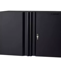 Husky Extra Wide Heavy Duty Welded 20-Gauge Steel Wall Mounted Garage Cabinet in Black (32 in. W x 22 in. H x 14 in. D)