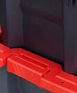 Husky 45 Gal. Latch and Stack Tote with Wheels in Black with Red Lid -Deals Hand Tools Zone Store black red husky storage bins 206201 66 1000