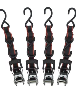 Husky 1 in. x 12 ft. Ratchet Tie Down With S Hook (4-Pack)