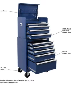 Husky 27 in. 10-Drawer Blue Tool Chest Combo -Deals Hand Tools Zone Store blue husky tool chest combos h27ch5tr5blu 44 1000