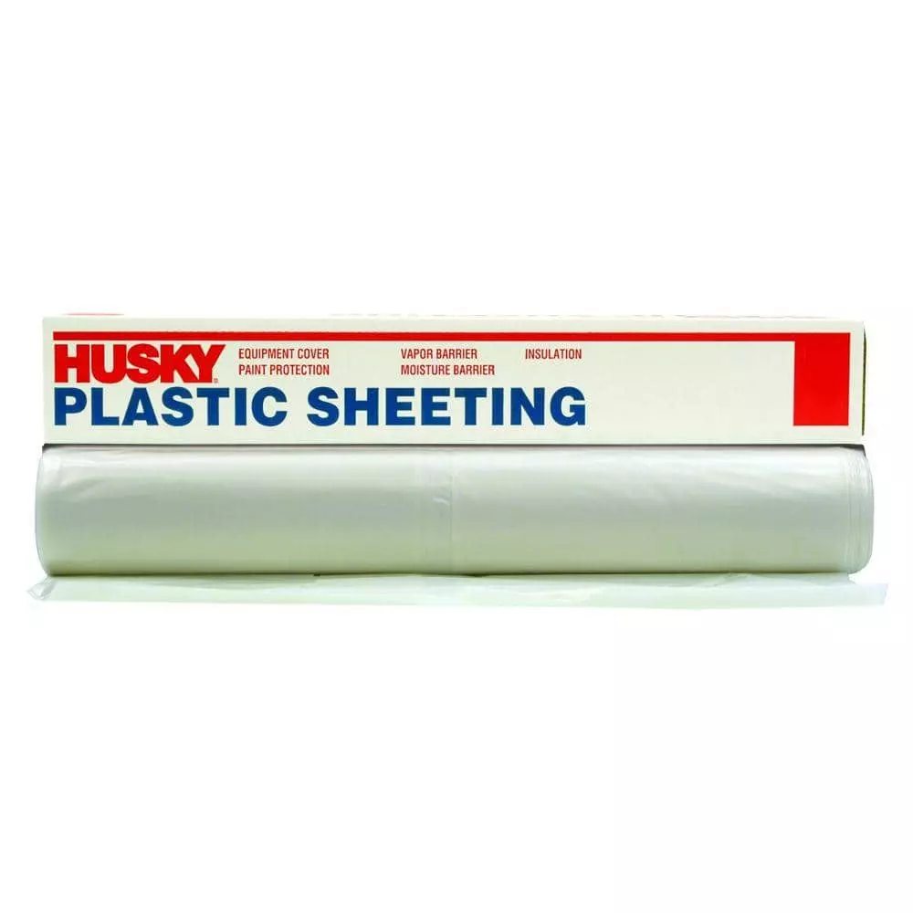 Husky 9 ft. x 400 ft. Clear 0.7 mil Plastic Sheeting 3 Husky 9 ft. x 400 ft. Clear 0.7 mil Plastic Sheeting