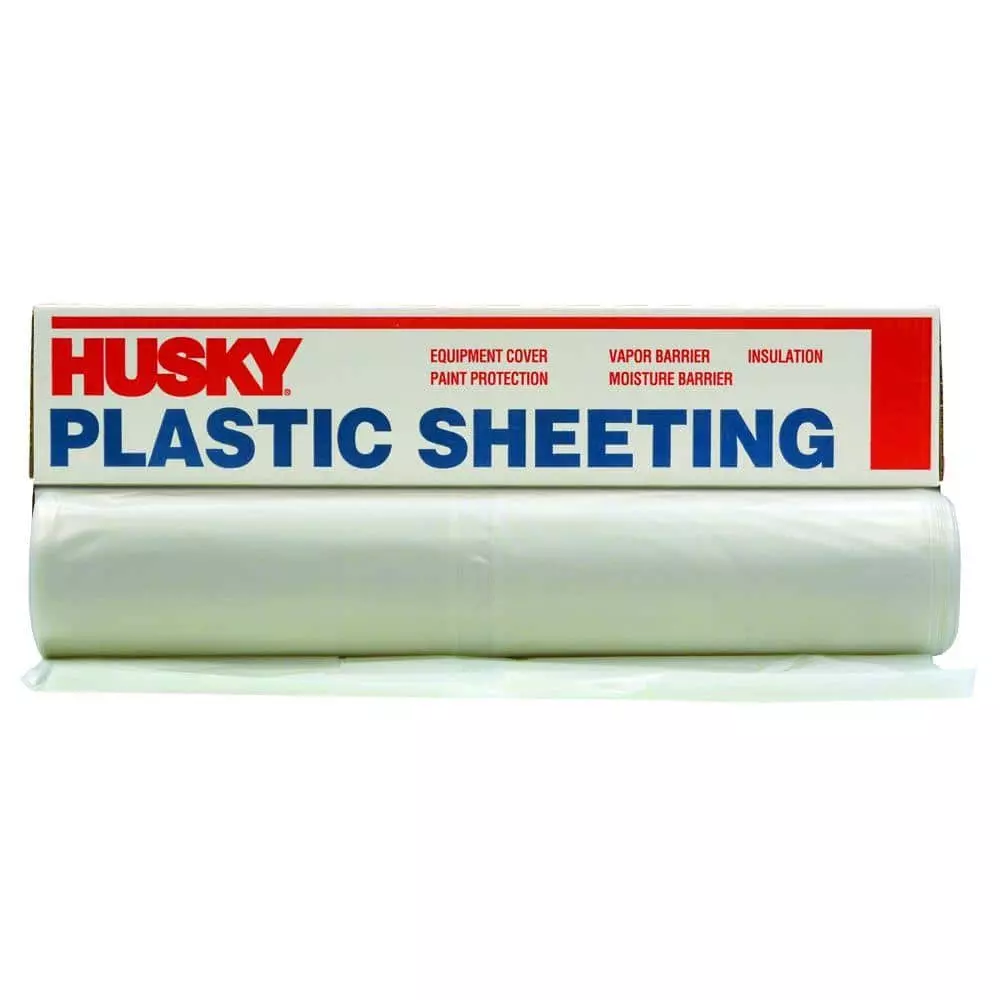 Husky 20 ft. x 100 ft. Clear 3 mil Plastic Sheeting 3 Husky 20 ft. x 100 ft. Clear 3 mil Plastic Sheeting