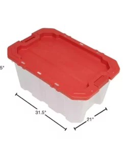 Husky 25 Gal. Latch and Stack Tote in Clear with Red Lid -Deals Hand Tools Zone Store clear husky storage bins 206234 40 1000