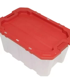 Husky 25 Gal. Latch and Stack Tote in Clear with Red Lid -Deals Hand Tools Zone Store clear husky storage bins 206234 fa 1000