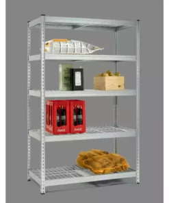 Husky 5-Tier Riveted Steel Garage Storage Shelving Unit in Silver (48 in. W x 78 in. H x 24 in. D) -Deals Hand Tools Zone Store gavanised husky freestanding shelving units 426007 1d 1000