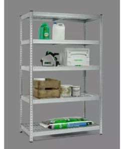Husky 5-Tier Riveted Steel Garage Storage Shelving Unit in Silver (48 in. W x 78 in. H x 24 in. D) -Deals Hand Tools Zone Store gavanised husky freestanding shelving units 426007 31 1000