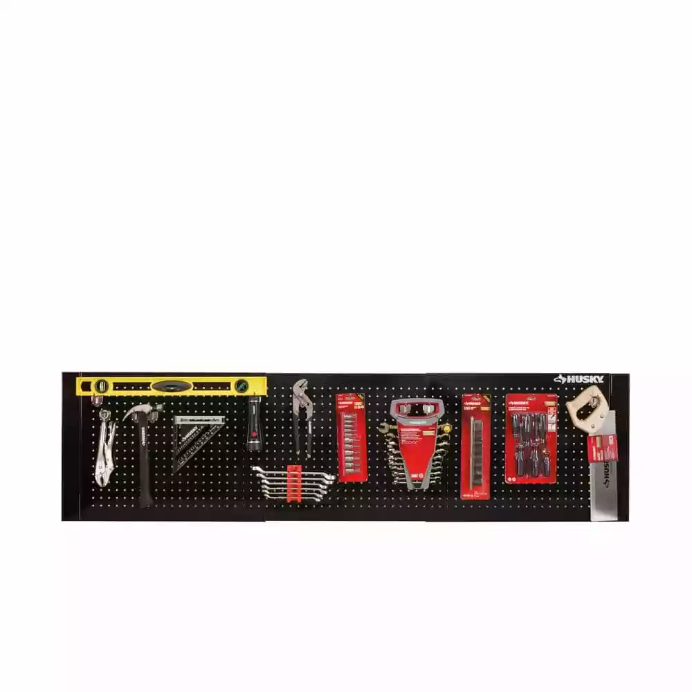 Husky 52 in. W to 72 in. Adjustable Pegboard, Gloss Black 8 Husky 52 in. W to 72 in. Adjustable Pegboard, Gloss Black - Image 6